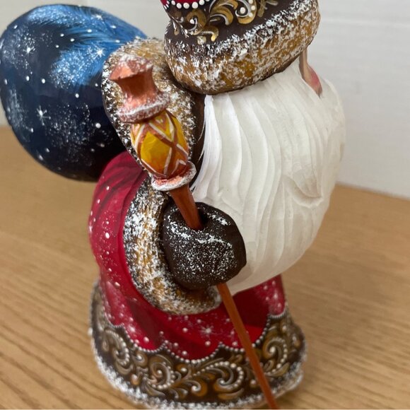 G.DeBrekht Happy traveler Santa Wood Hand Carved Painted Signed Christmas Decor - Picture 7 of 11